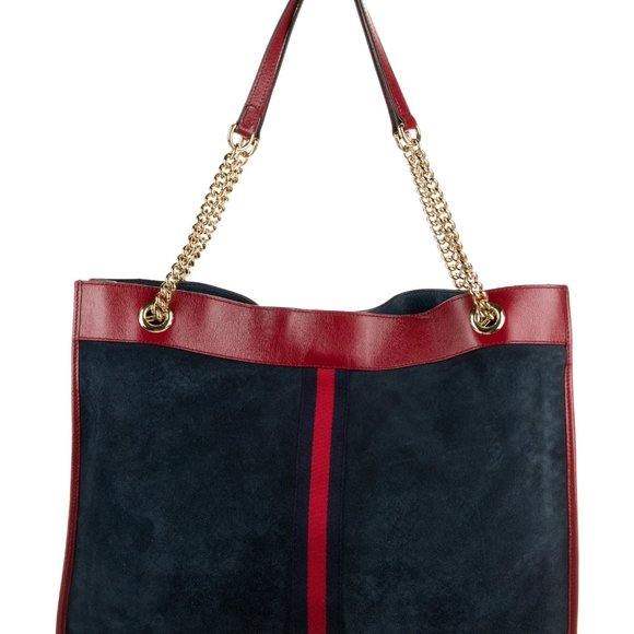 NEW WITH GUCCI DUSTBAG AND CARDS Gucci Rajah Suede Large Tote Bag in Blue - Picture 13 of 16